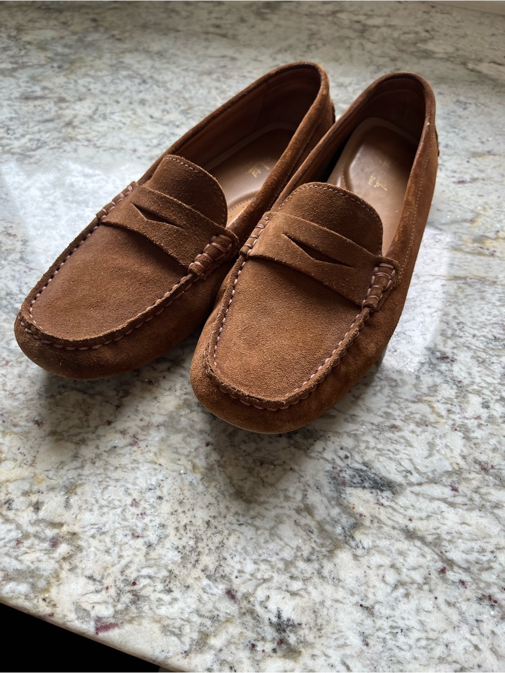 Women's Suede Penny Loafers in Brown